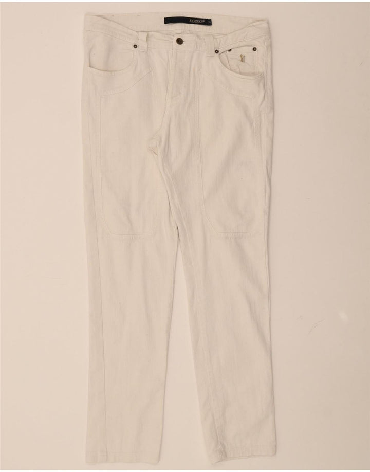 JECKERSON Mens Slim Casual Trousers W36 L32 White Cotton Vintage Jeckerson and Second-Hand Jeckerson from Messina Hembry 