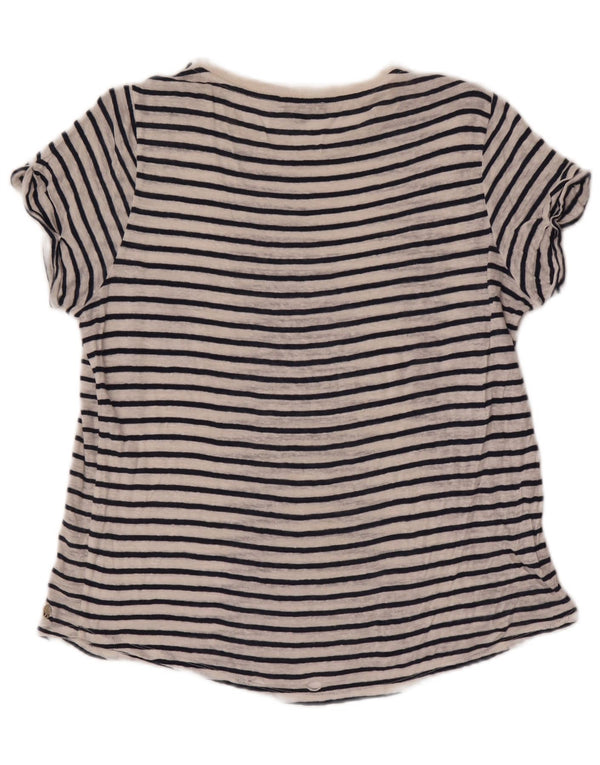 Camiseta feminina Massimo Dutti UK 14 médio listrado branco