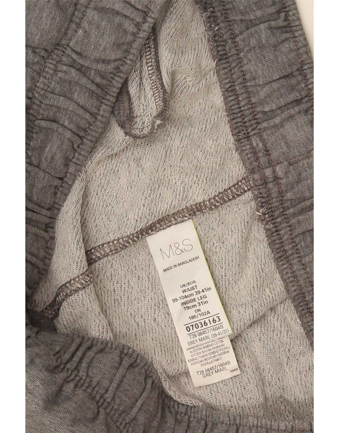 Calça de treino masculina Marks & Spencer XL cinza manchado de algodão