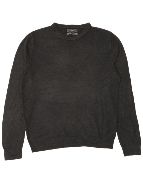 Suéter masculino Marks & Spencer com gola redonda, acrílico preto grande