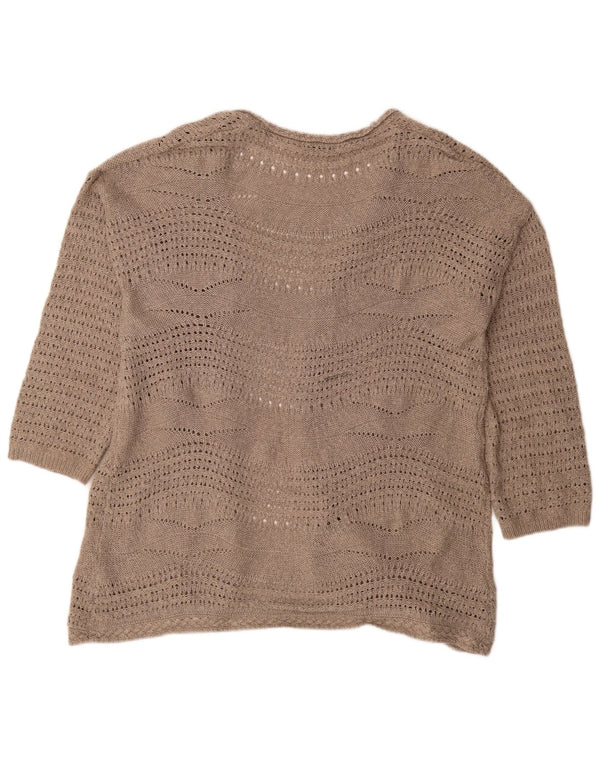 Suéter cardigã aberto feminino Marks & Spencer Reino Unido 20 2XL poliéster bege