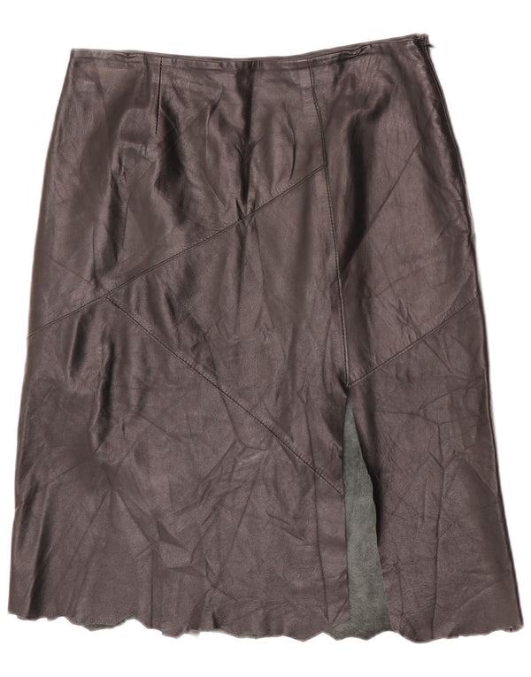 Saia de couro feminina vintage IT 48 XL W32 couro preto