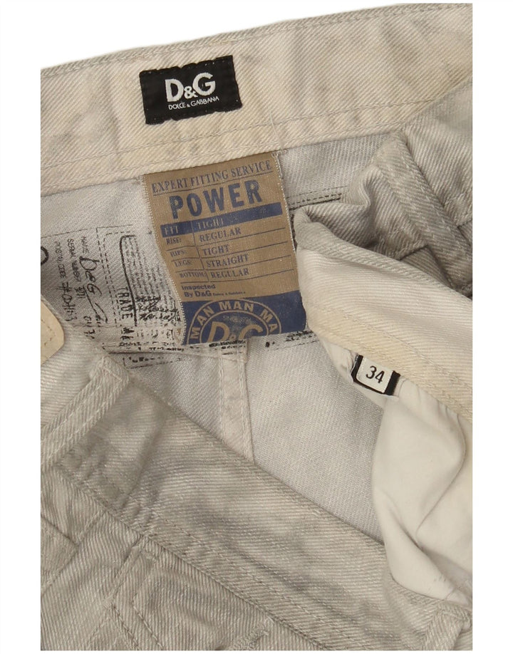 Dolce & Gabbana Calça jeans masculina justa e reta regular W34 L28 cinza