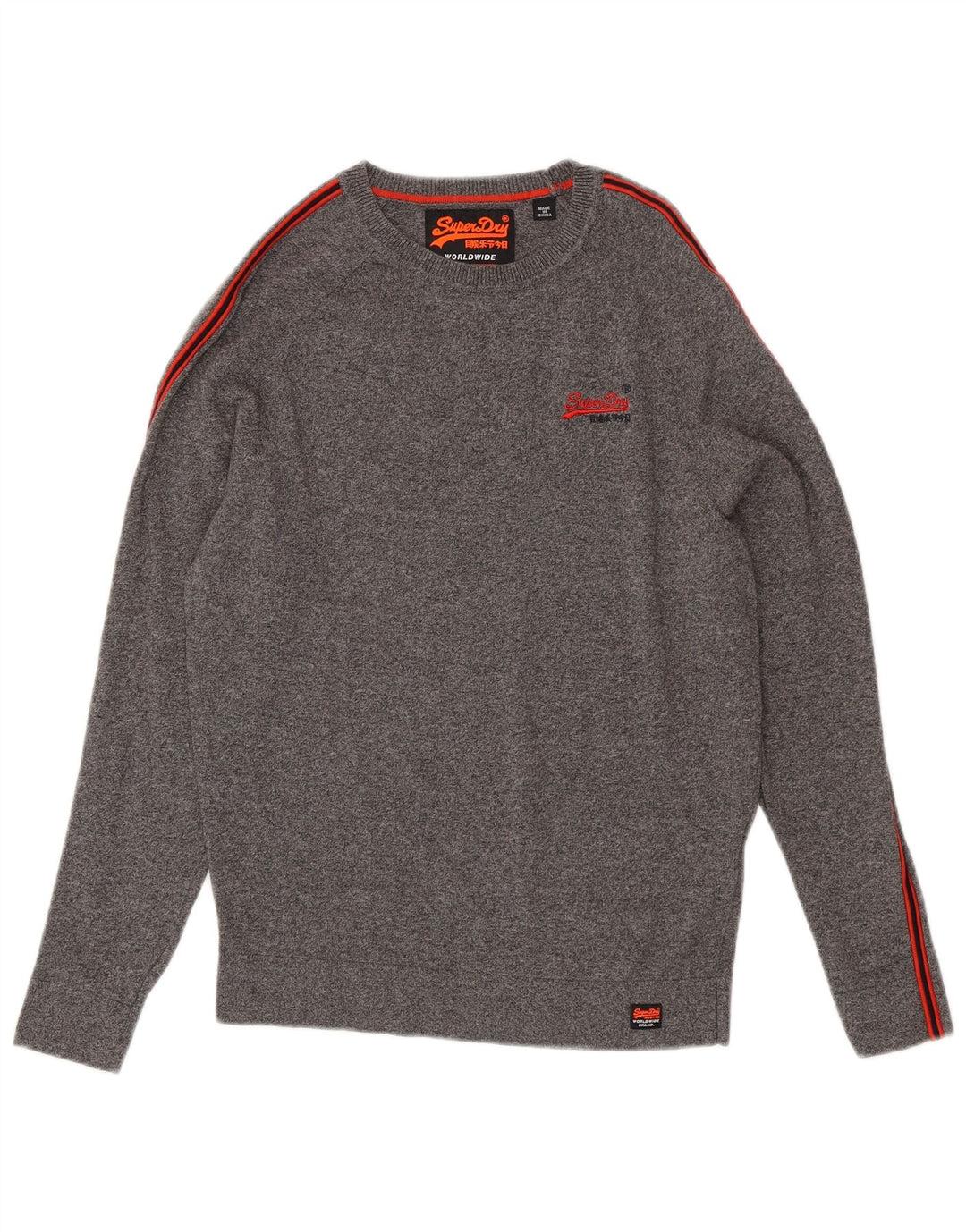 Suéter masculino SUPERDRY com gola redonda e algodão manchado cinza pequeno