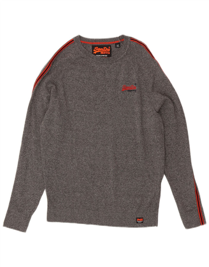 Suéter masculino SUPERDRY com gola redonda e algodão manchado cinza pequeno