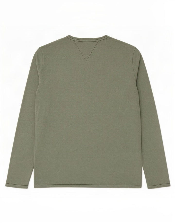 Tommy Hilfiger Top masculino de manga comprida grande algodão manchado cinza