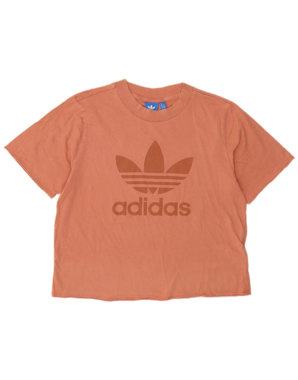 Adidas Womens Crop Graphic T-Shirt Top UK 8 Pequeno Algodão Rosa