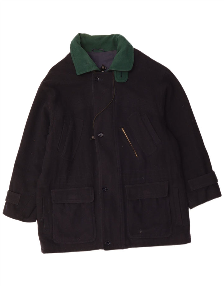 Sobretudo masculino VINTAGE UK 42 XL lã azul marinho