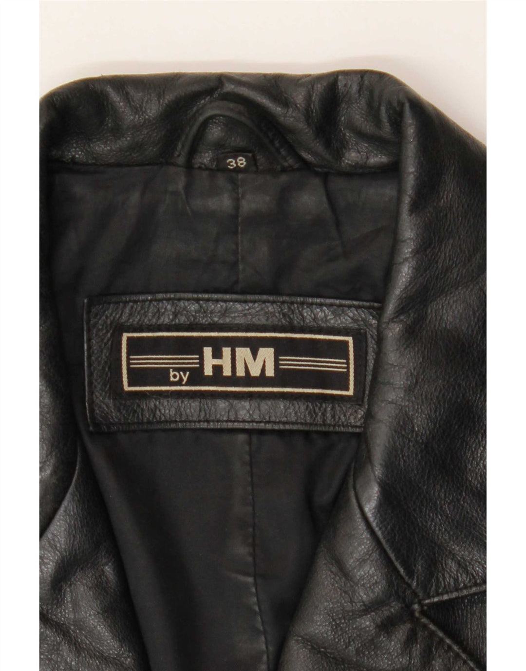Casaco de couro feminino vintage EU 38 médio preto