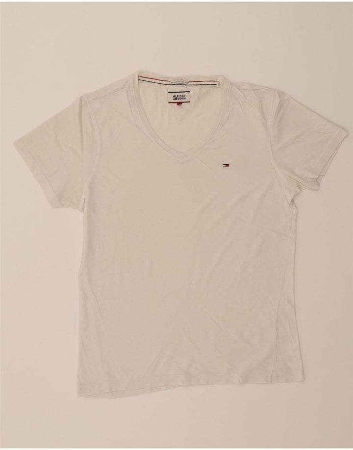 TOMMY HILFIGER Mens T-Shirt Top Medium White Vintage Tommy Hilfiger and Second-Hand Tommy Hilfiger from Messina Hembry 