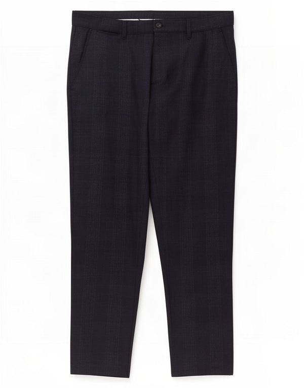 Zara Mens Slim Chino Calças EU 42 Grande W32 L28 Azul Marinho Xadrez