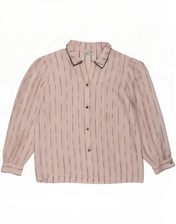 Blusa feminina vintage UK 22 3XL poliéster geométrico rosa