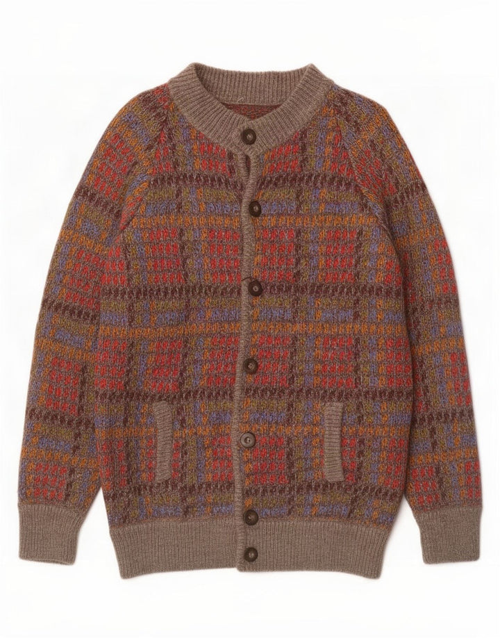 Suéter cardigã masculino vintage xadrez médio multicolorido