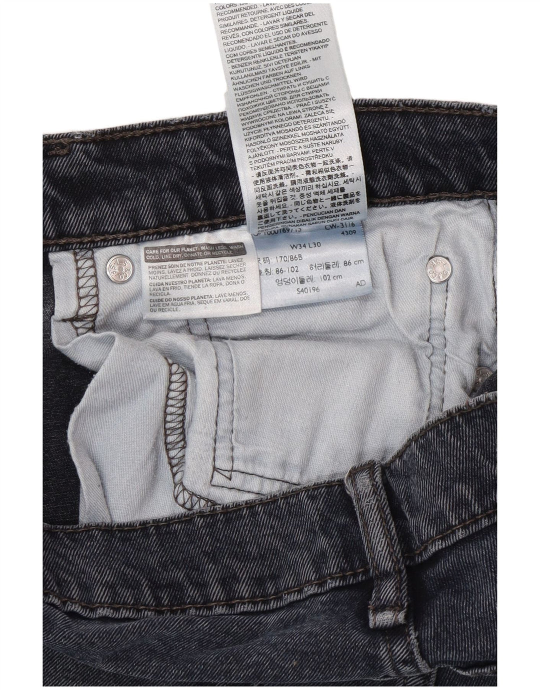 Levi's Mens Slim Jeans W34 L30 Azul Marinho Algodão