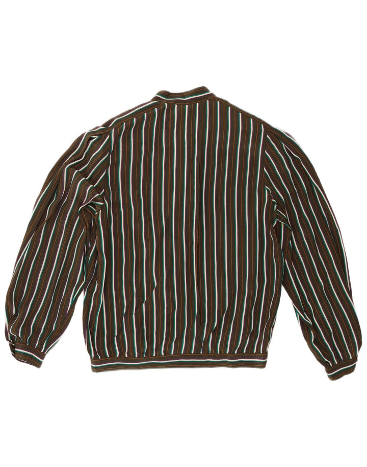Blusa feminina vintage UK 14 listrada verde médio