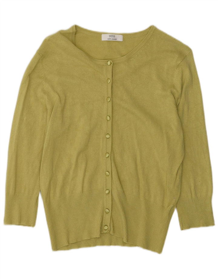 Suéter cardigã feminino de manga 3/4 da Marks & Spencer Reino Unido 14 verde médio
