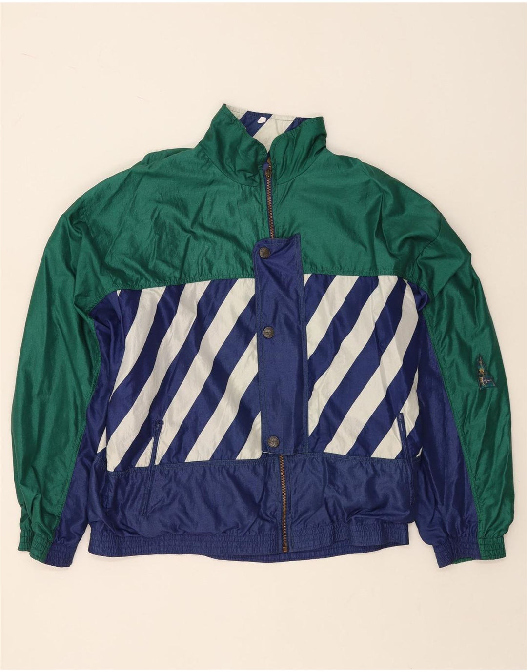 Jaqueta feminina ATHLETA com agasalho gráfico UK 22 3XL verde colorblock