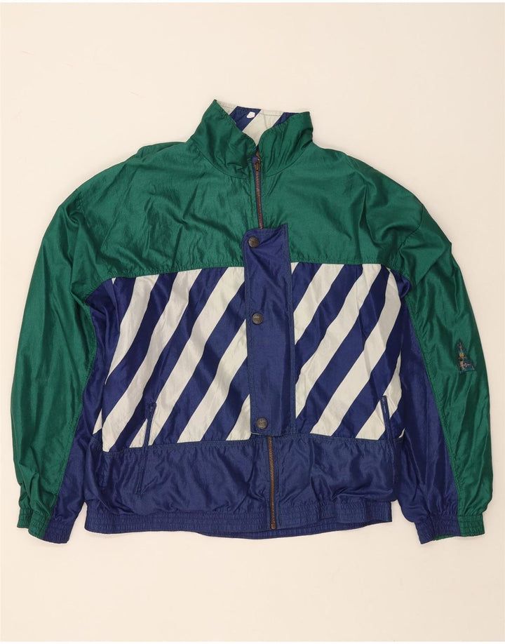 Jaqueta feminina ATHLETA com agasalho gráfico UK 22 3XL verde colorblock