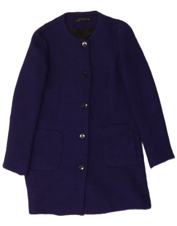Sobretudo feminino Zara UK 10 pequeno azul marinho