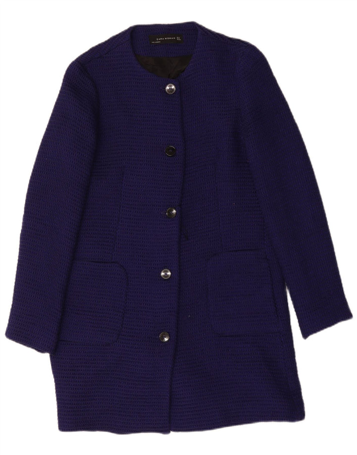 Sobretudo feminino Zara UK 10 pequeno azul marinho