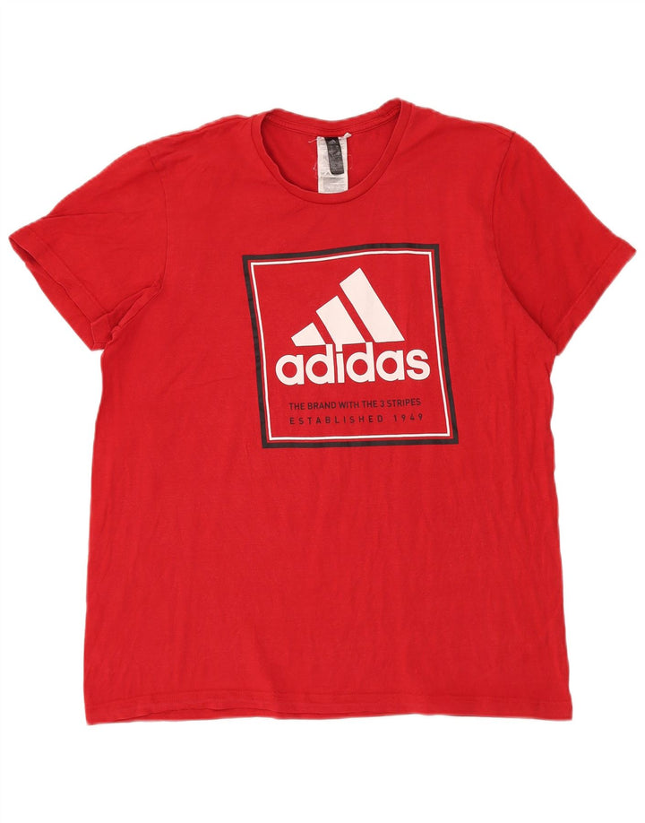 Adidas Mens Graphic T-Shirt Top Médio Algodão Vermelho