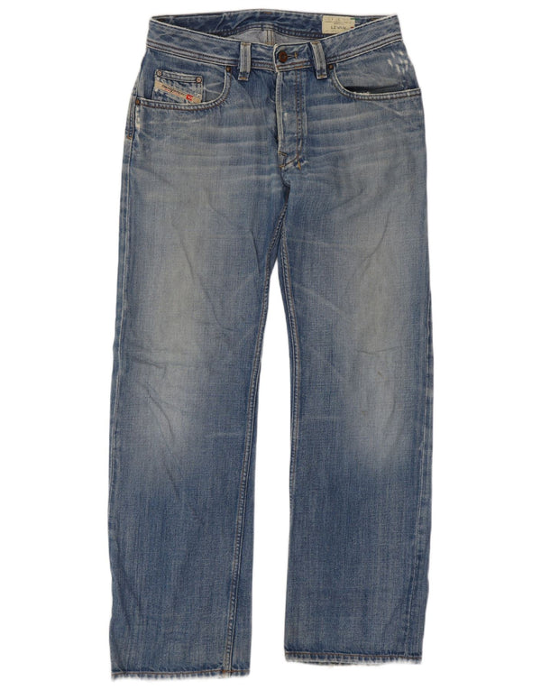Diesel Mens Levan Distressed Straight Jeans W32 L32 Azul Algodão