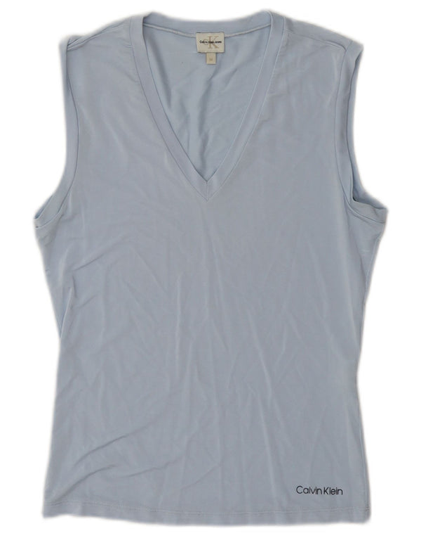 Calvin Klein Jeans Colete Feminino Top UK 12 Médio Azul Viscose