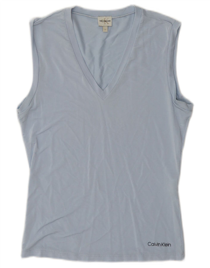 Calvin Klein Jeans Colete Feminino Top UK 12 Médio Azul Viscose