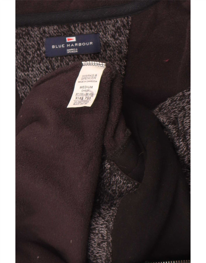 Jaqueta masculina de agasalho Marks & Spencer médio preto manchado de acrílico