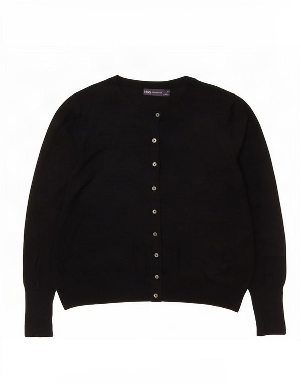 Suéter cardigã feminino Marks & Spencer UK 14 grande viscose preta
