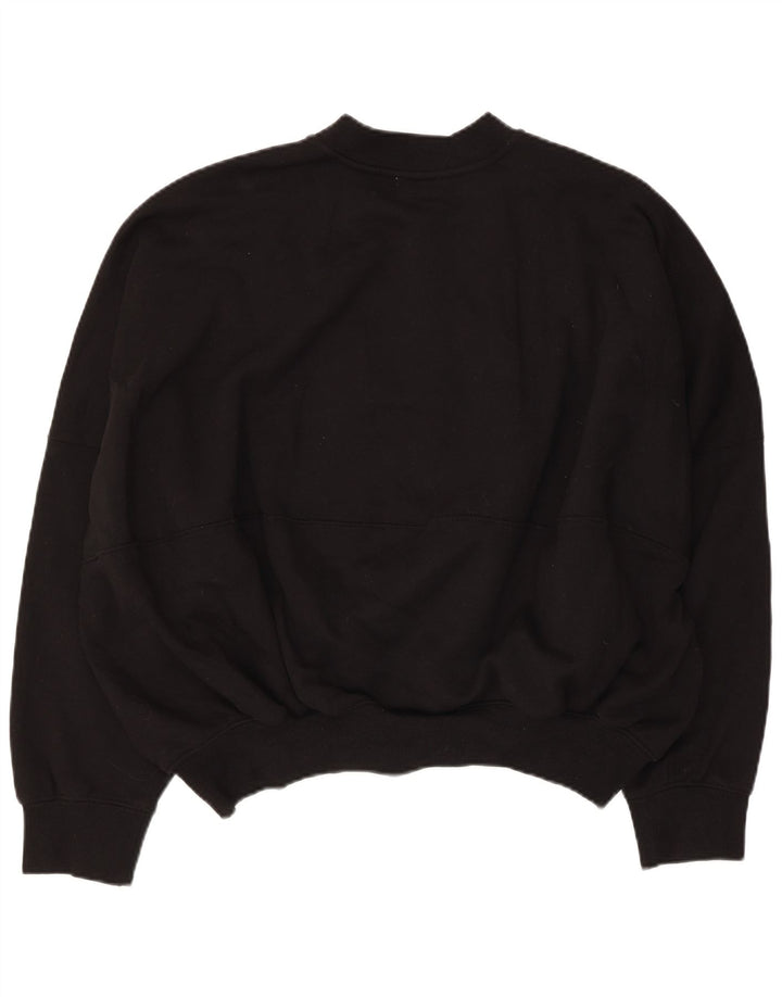 Zara Womens Oversized Tracksuit Top Jacket Reino Unido 16 Grande Algodão Preto