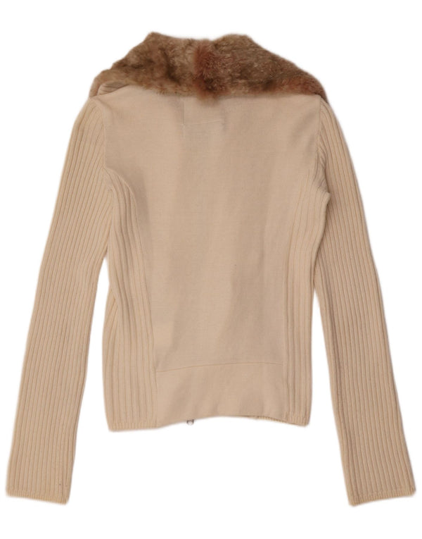 Suéter cardigã feminino Woolrich Reino Unido 10 pequeno algodão branco