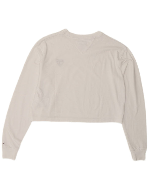 Top Tommy Hilfiger feminino cropped oversized manga comprida UK 6 XS algodão branco