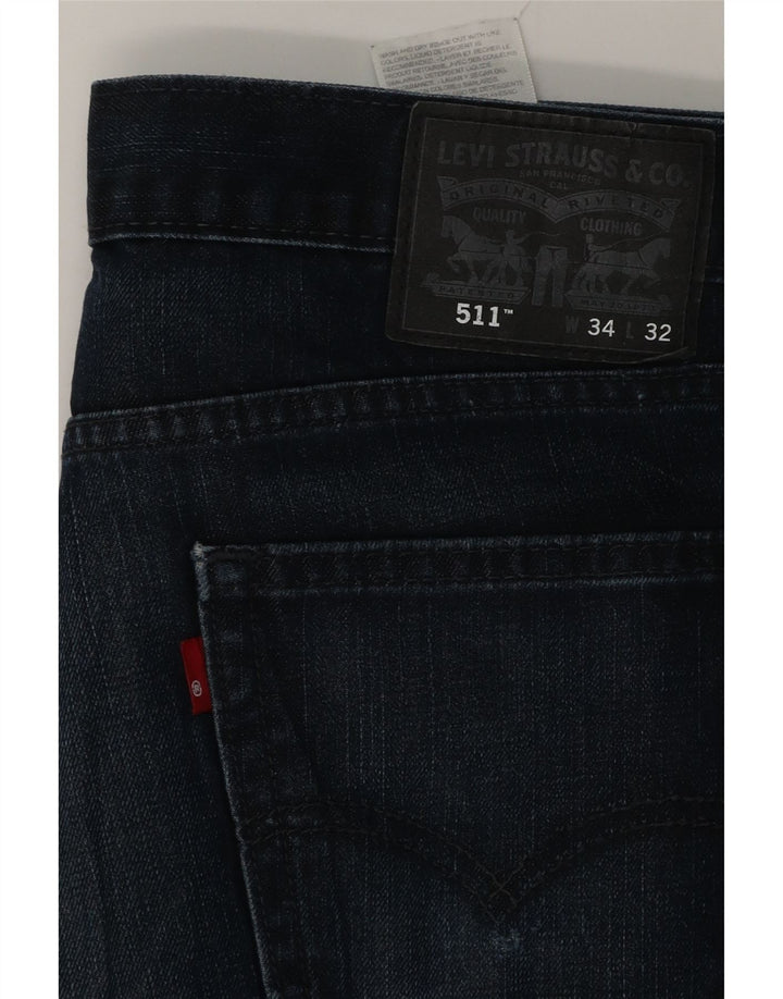Levi's Masculino 511 Slim Jeans W34 L32 Azul Marinho Algodão