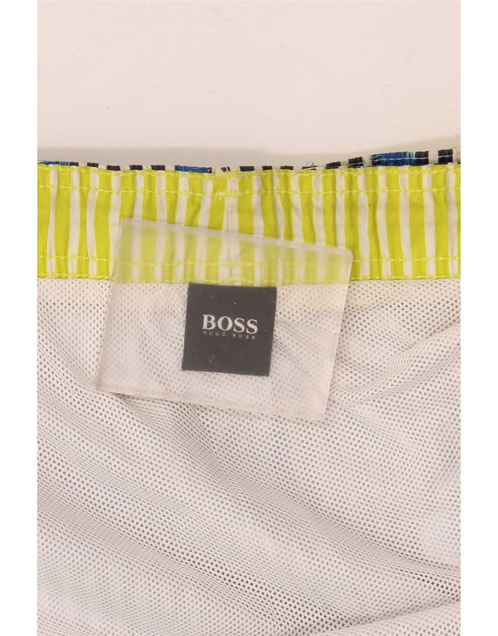 Hugo Boss Shorts de natação masculino grande listrado azul