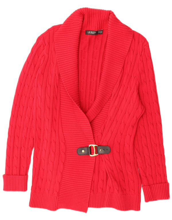 Suéter cardigã feminino Ralph Lauren Longline UK 18 XL algodão vermelho