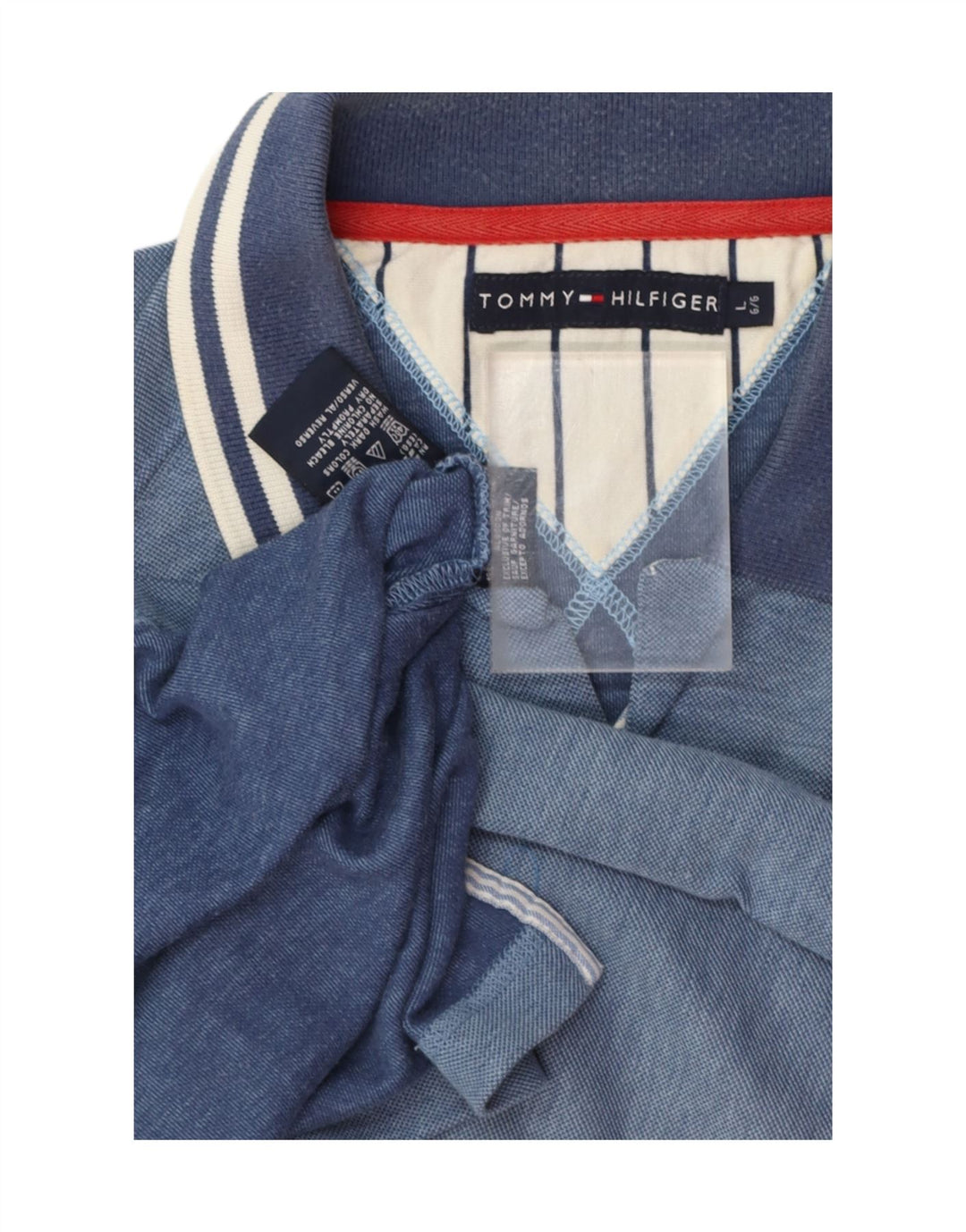 Camisa polo masculina TOMMY HILFIGER grande algodão azul