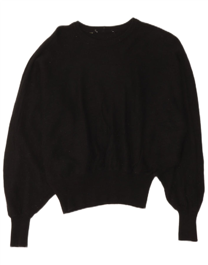 Suéter feminino vintage com gola redonda e batwing Reino Unido 14 médio preto