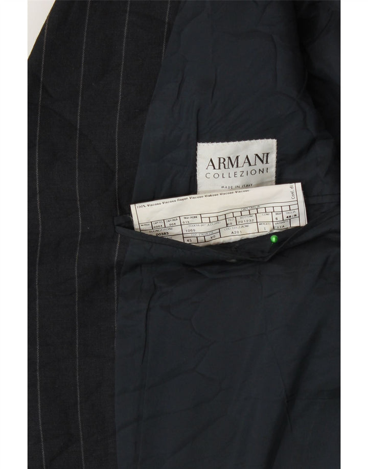 Jaqueta Blazer Masculina Armani Collezioni IT 48 Pequena Risca Azul Marinho