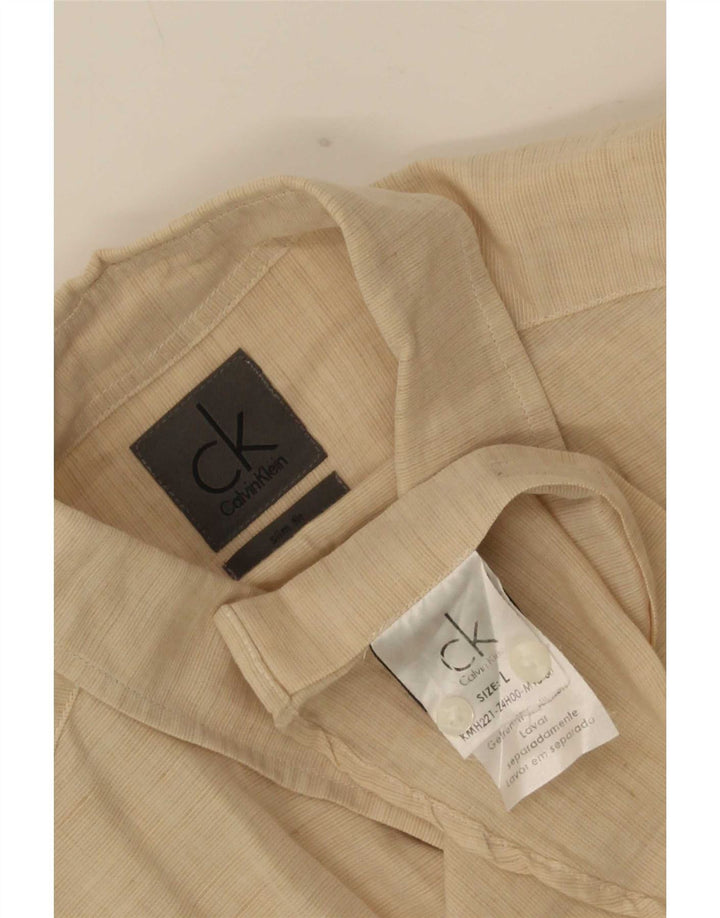 Camisa Calvin Klein Masculina Slim Fit Grande Bege