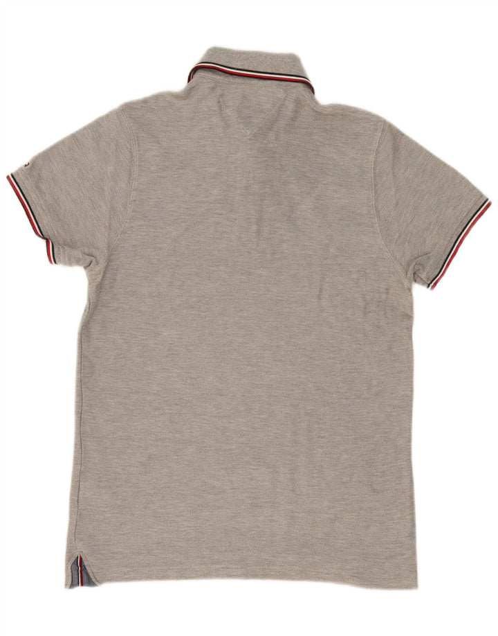Camisa polo masculina TOMMY HILFIGER pequena algodão cinza