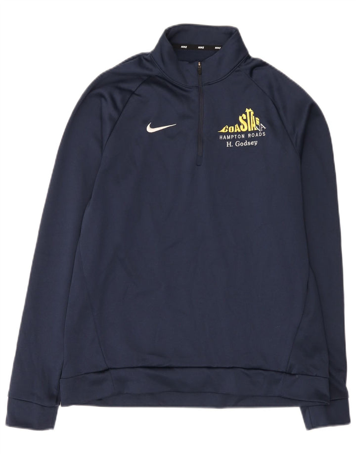 Moletom Nike Masculino Dri Fit Zip Neck Suéter Pequeno Poliéster Azul Marinho