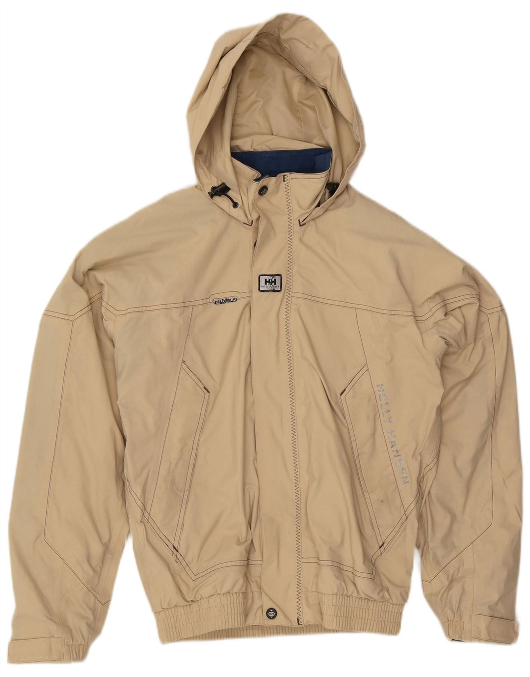 Jaqueta bomber masculina Helly Hansen com capuz gráfico UK 36 pequena bege nylon