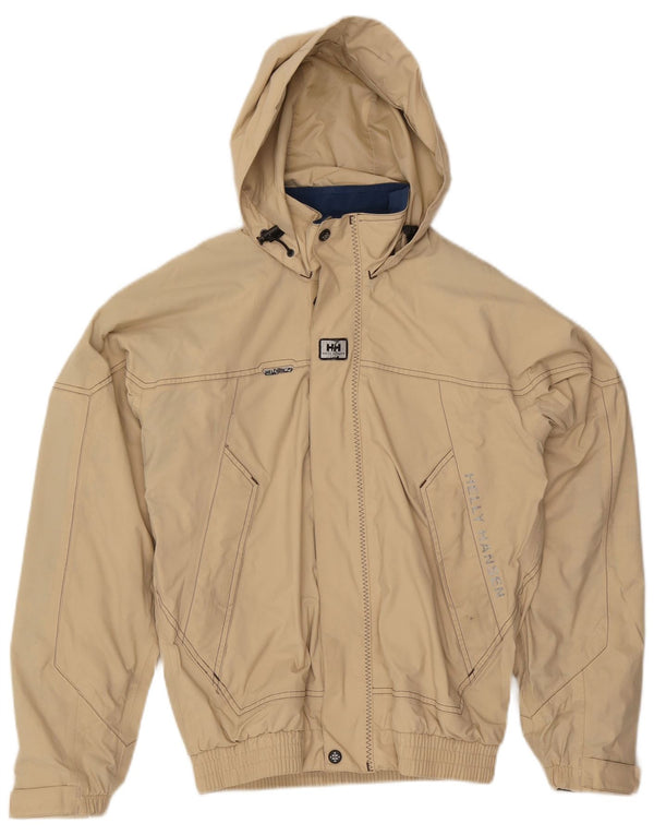 Jaqueta bomber masculina Helly Hansen com capuz gráfico UK 36 pequena bege nylon