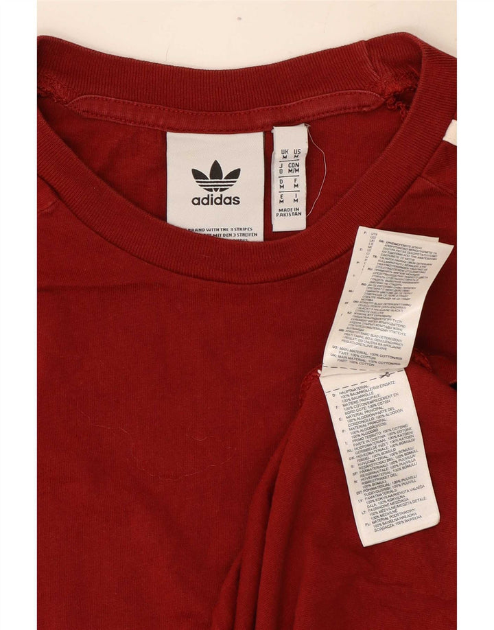 Adidas Mens Camiseta Top Médio Algodão Borgonha