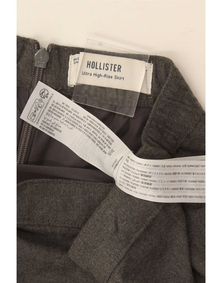 Mini saia feminina Hollister UK 14 grande W30 poliéster cinza