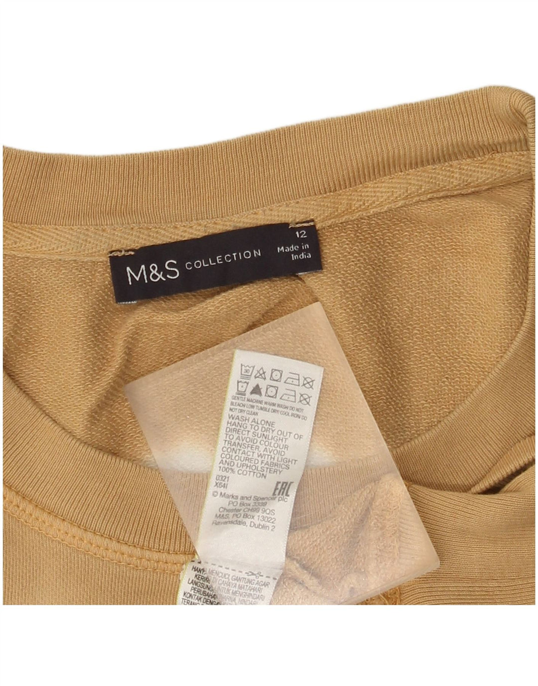 Suéter feminino Marks & Spencer UK 12 algodão listrado bege médio