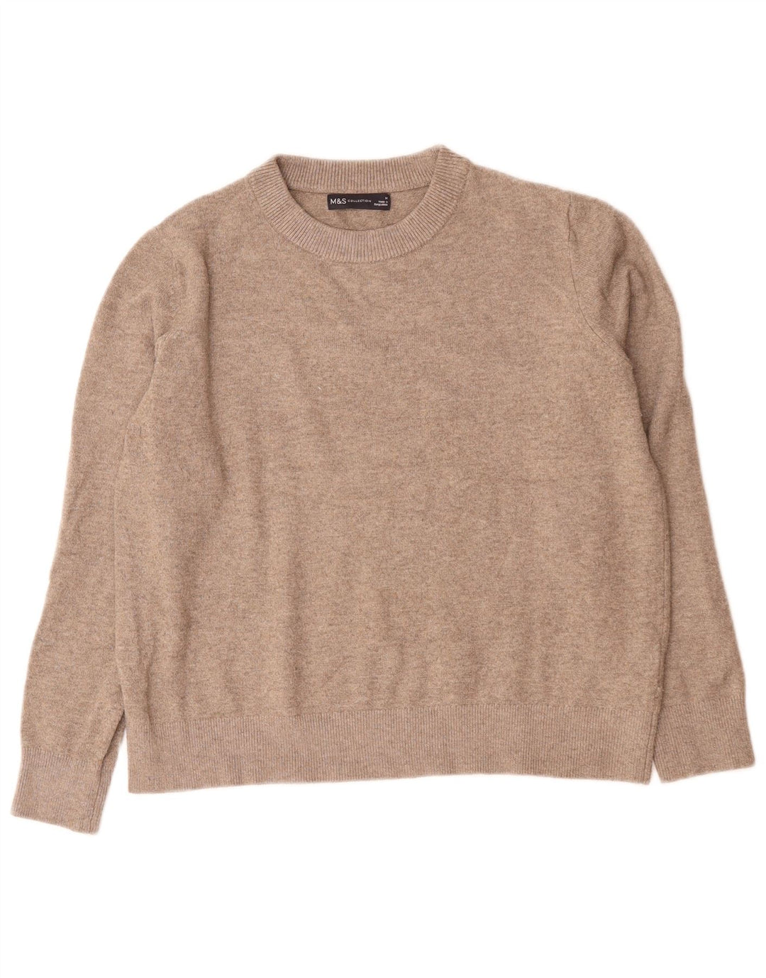 Suéter feminino Marks & Spencer com gola redonda Reino Unido 14 poliéster cinza médio