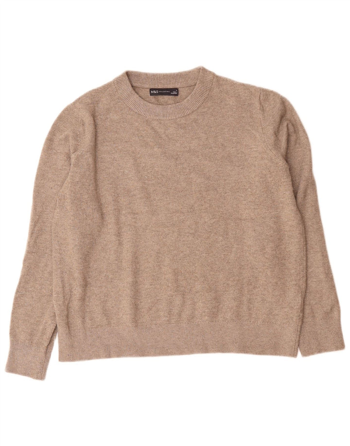 Suéter feminino Marks & Spencer com gola redonda Reino Unido 14 poliéster cinza médio