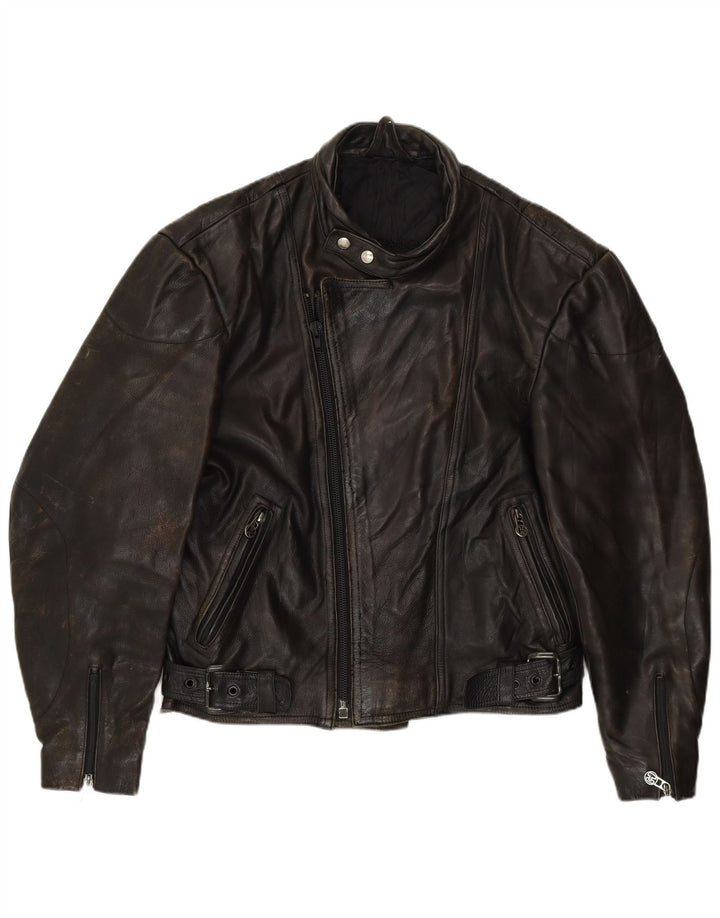 Jaqueta masculina de couro Harro Racer IT 52 XL couro preto